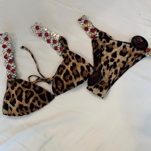 Leopard Bedazzled Bikini Set